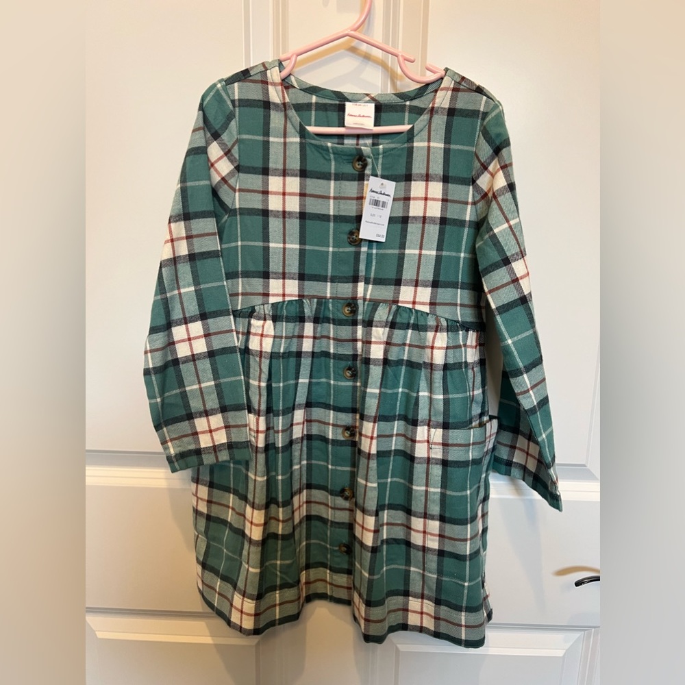 NWT Hanna Andersson flannel plaid dress, size 110, size 5